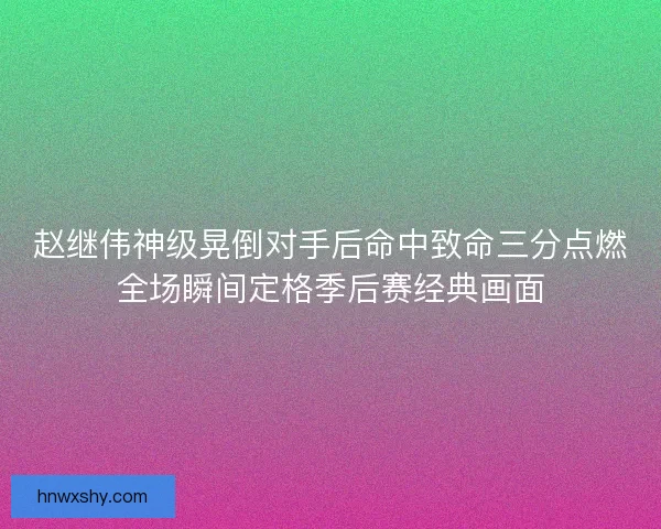赵继伟神级晃倒对手后命中致命三分点燃全场瞬间定格季后赛经典画面